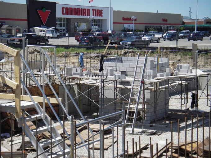 Elevator shaft cinder block
